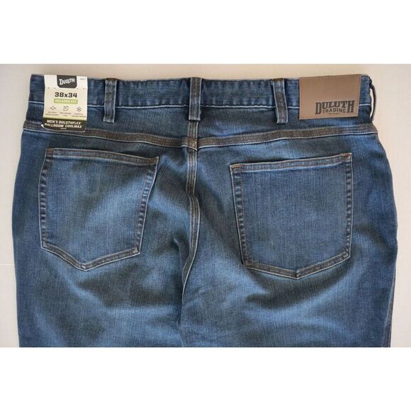 Duluth Men's Sz 38x34 Blue DuluthFlex Ballroom CoolMax Relaxed Fit Denim Jeans - Picture 11 of 13